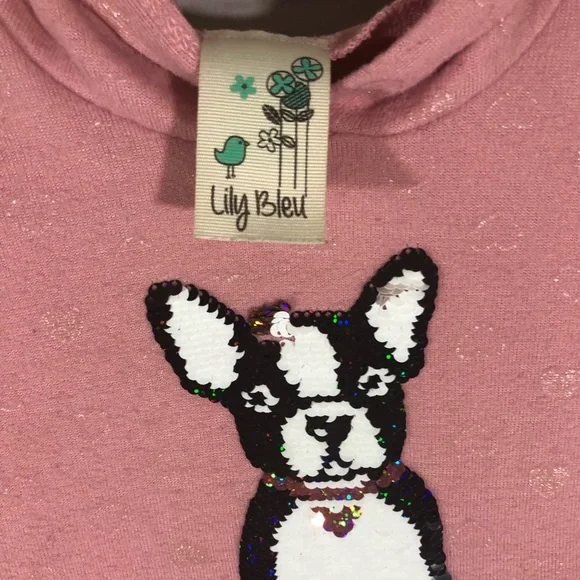 Kid’s Pullover With Sequined French Bulldog & Faux Front Tie - Picture 11 of 13